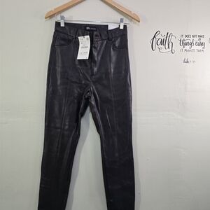 Zara Black Faux Leather High-Rise Pants